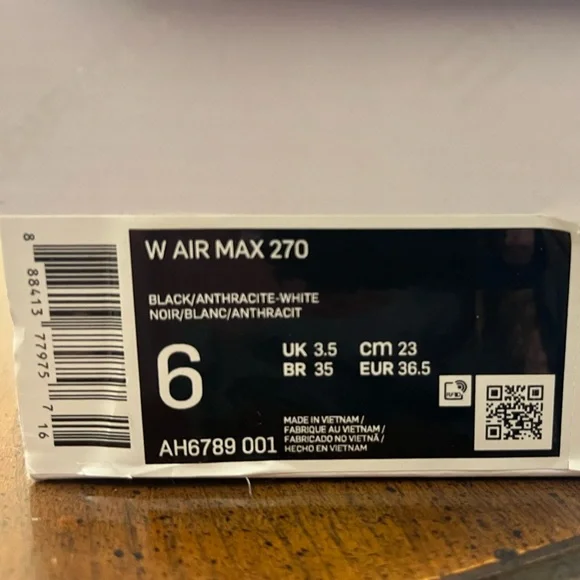 Nike Air Max 270 Black and White Sneakers - Picture 9 of 12